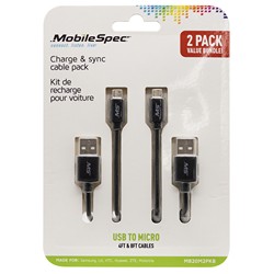 MobileSpec MB20M2PKB 4ft & 8ft Micro to USB Cables 1