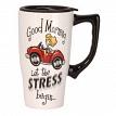 Spoontiques 12594 16oz. Ceramic Travel Mug Let the Stress Begin