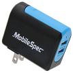 MobileSpec MBS01202 AC Dual 2.4A & 2.4A USB Charger Black/Blue