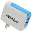 MobileSpec MBS01203 AC Dual 2.4A & 2.4A USB Charger White/Blue