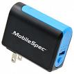 MobileSpec MBS02101 2600mAh Rechargeable Power Bank with AC Charger and 1.0A USB