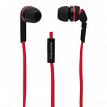 MobileSpec MBS10112 Stereo Earbuds with Flat Cord & In-Line Mic Red/Black