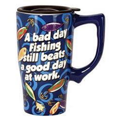 Spoontiques 11791 16oz. Ceramic Travel Mug Fishing 1