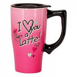 Spoontiques 11985 16oz. Ceramic Travel Mug I Love You a Latte 1