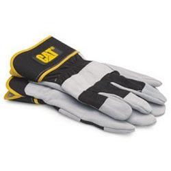 Boss CAT013201L Gray Lined Split Leather Palm Glove with Black Cotton Back & CAT Logo - Large 1