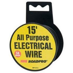 RoadPro RP1415 14-Gauge 15\' All Purpose Electrical Wire - Black Spool 1