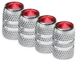 RoadPro RPCRVC4R Colored Tip Valve Caps - Red Chrome Finish 4-Pack 1
