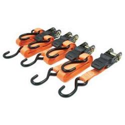 RoadPro RPRTD04R 1 x 15\' Ratchet Tie-Downs with Anti-Scratch Hooks 4-Piece 1